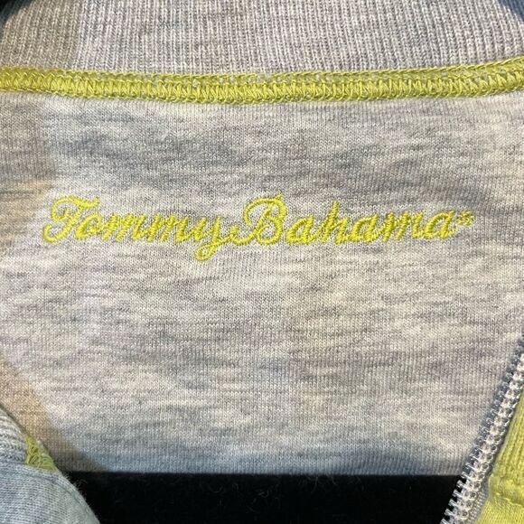 TOMMY BAHAMA Flip Side Pro Reversible Half-Zip Sweatshirt Green Gray Size Medium - Picture 3 of 4